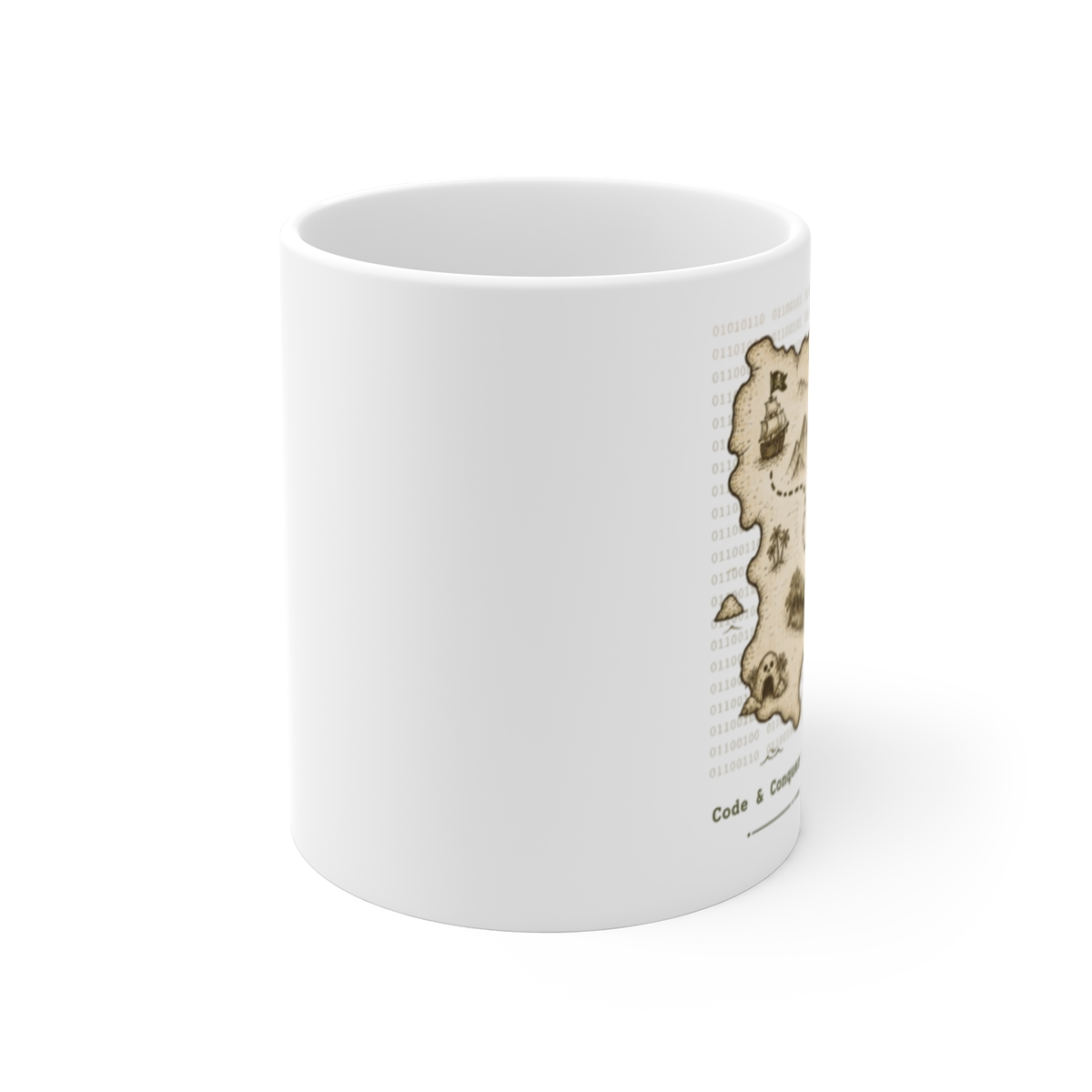 Pirate Software "Code & Conquer with Pirate Software" White Mug - alternate angle 1, merchandise