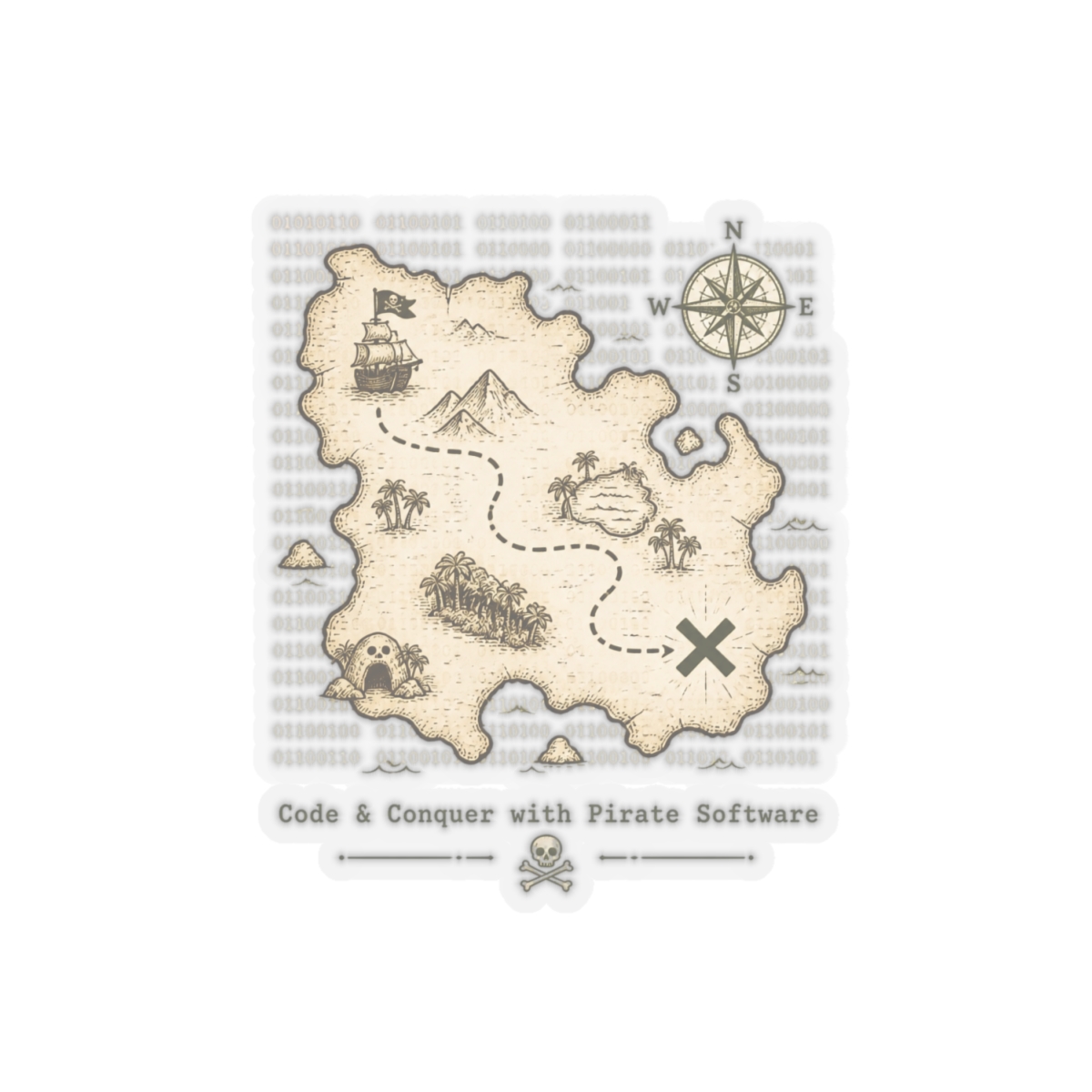 Pirate Software "Code & Conquer with Pirate Software" Sticker - alternate angle 4, merchandise