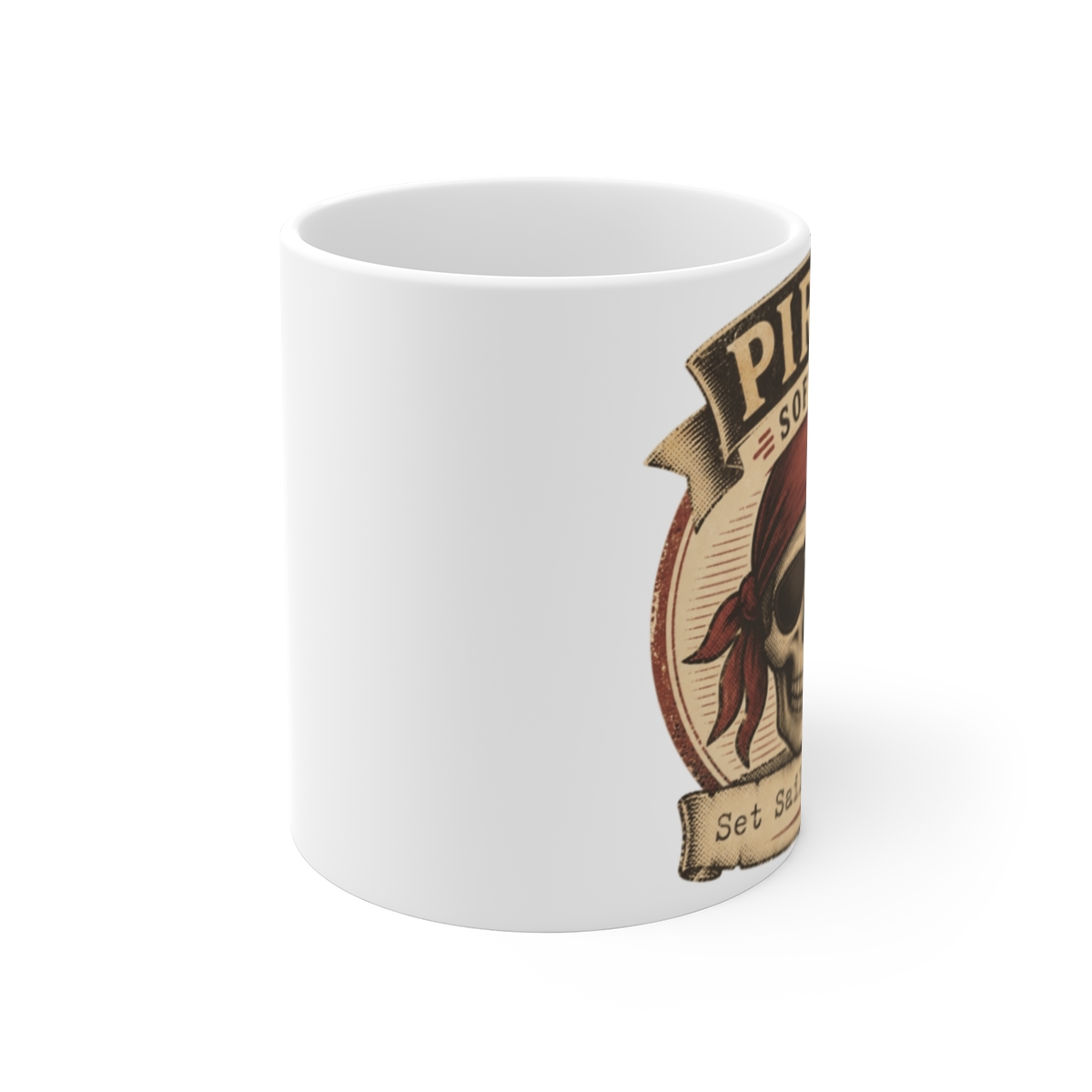 Pirate Software "Set Sail into Code!" White Mug - alternate angle 1, merchandise